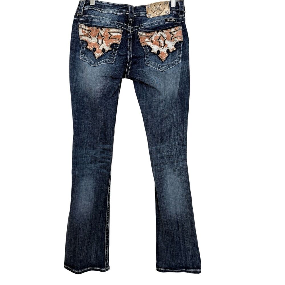 Miss Me Jeans Women Sz 31 Signature Boot Cowhide Crystals 31x33 Low Rise JW70928